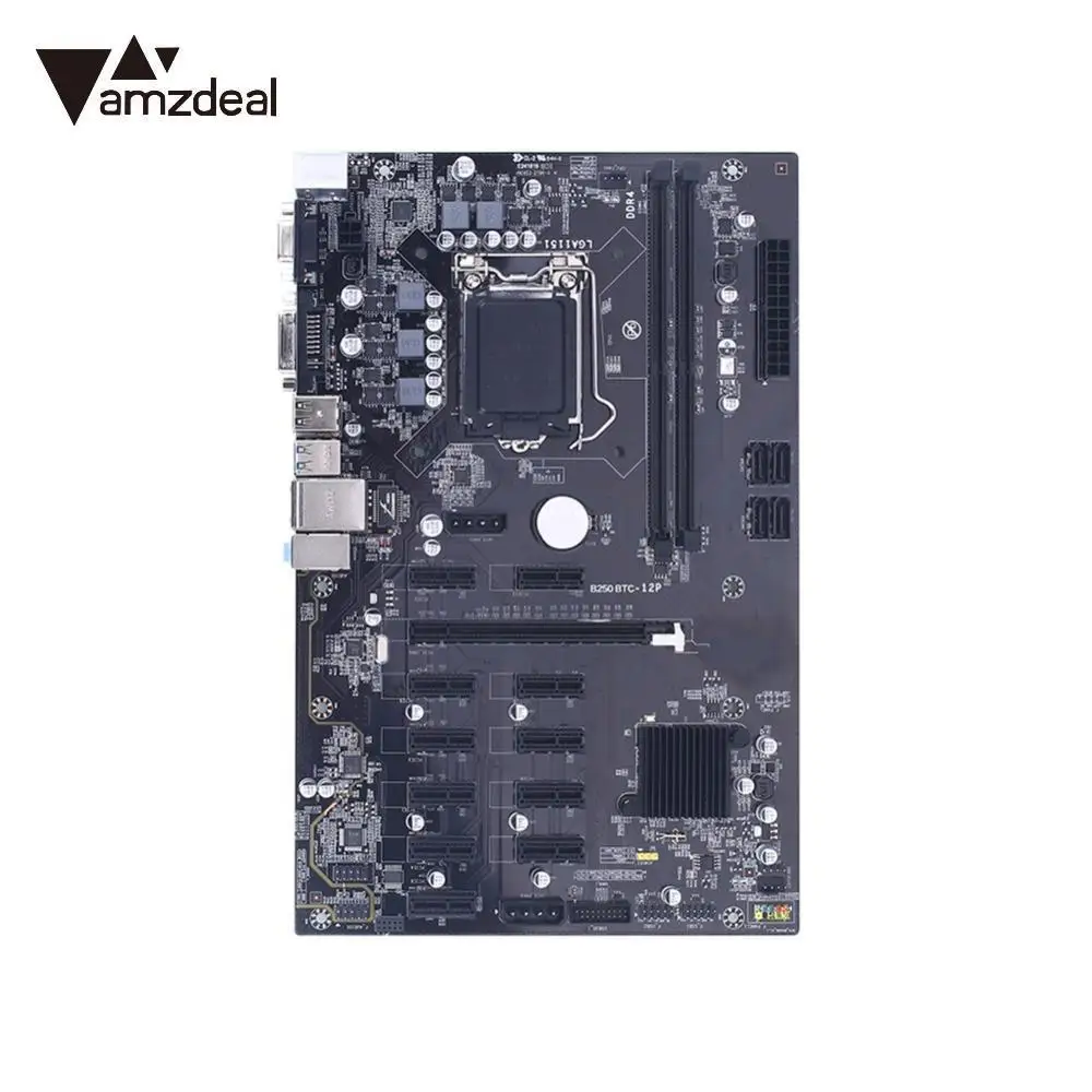 

AMZDEAL High Speed B250 BTC Mining Motherboard Mainboard Stystemboard 12 PCIE DDR4 LGA1151 Mining Machine Rig Ethereum 12 GPU