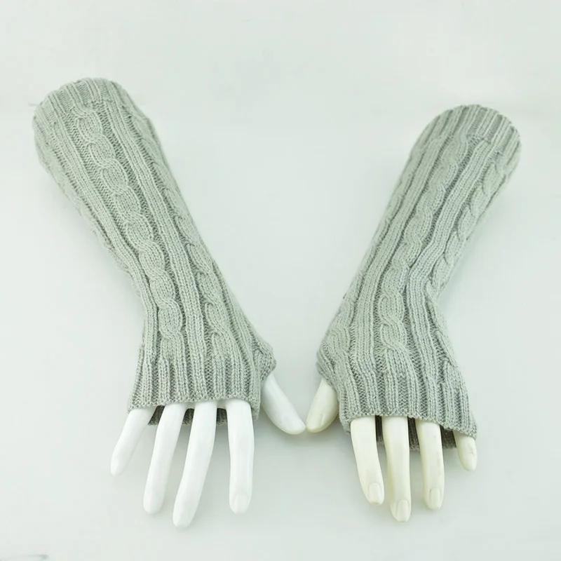 Модные стильные женские перчатки без запястья, зимние перчатки, варежки из искусственной шерсти, вязаные перчатки без пальцев