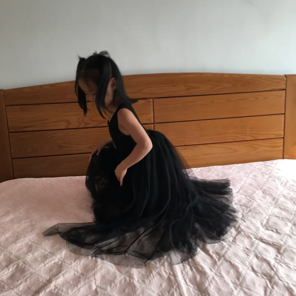 Детское чёрное платье пачка для девочек, платье русалки с длинным хвостом, вечернее платье с блестками для выступлений, карнавальный костюм
