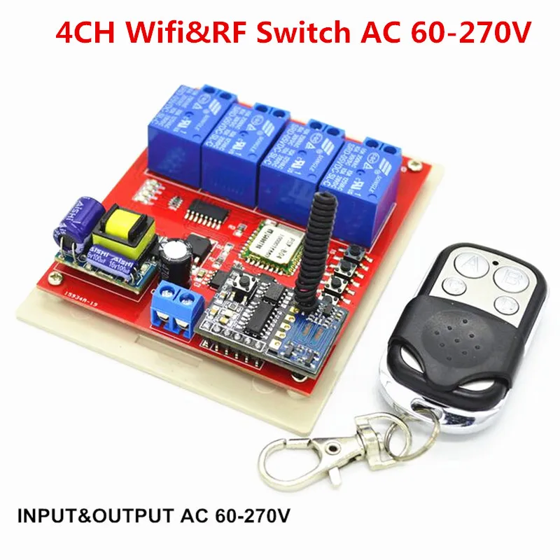 Новый Itead RF переключатель Wi Fi 4CH 90 В в 110 V 220 433 10A 270 мГц беспроводной Дистанционное