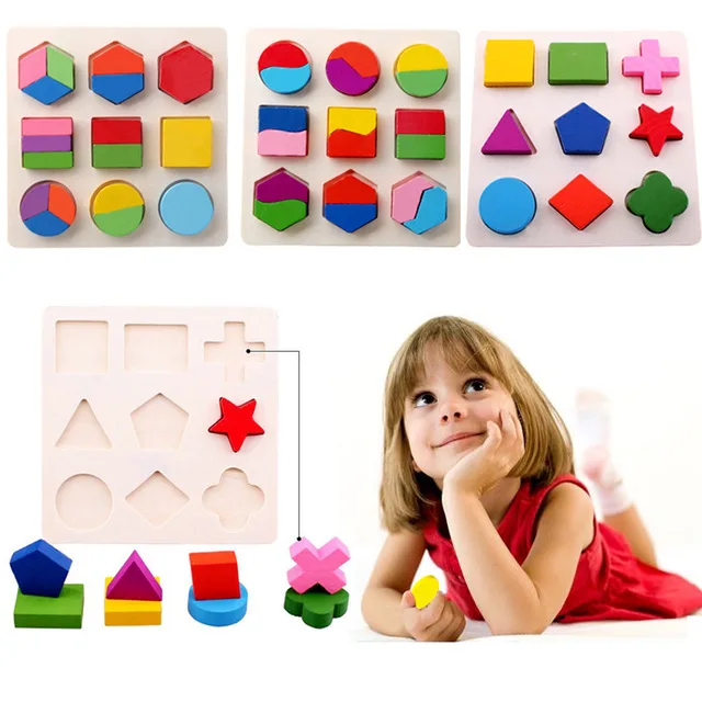 Дети Детские деревянные обучения Геометрия развивающие игрушки головоломки для раннего обучения по системе Монтессори Бесплатная