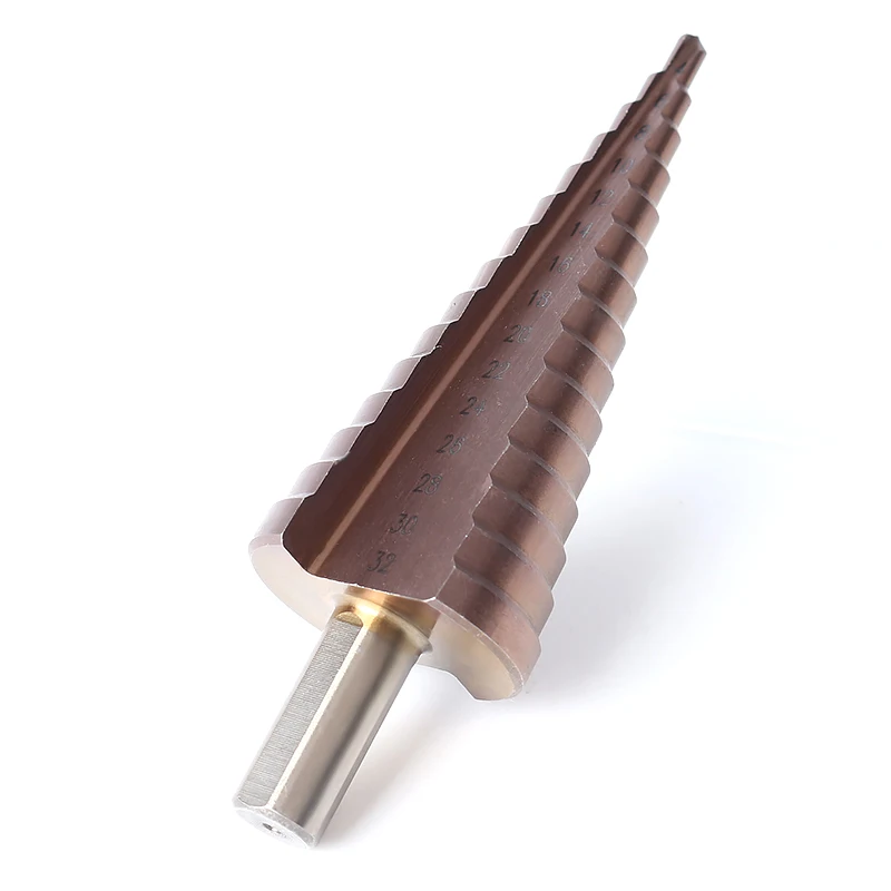 CO / M35 HSS Multifunctional Triangle Shank 4-32MM Straight Groove Metal Step Bit Stainless Steel Hole Woodworking Power Tools CO / M35 HSS Multifunctional Triangle Shank 4-32MM Straight Groove Metal Step Bit Stainless Steel Hole Woodworking Power Tools