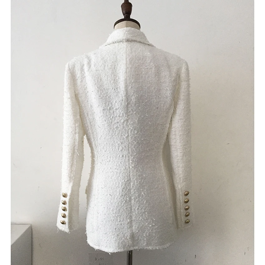 Qualité Châle Tweed Veste Boutons Surcoat Blazer Supérieure Manteau Breasted Lion Sur Designer Gland Col Double Femmes Simple Dame rrqzTS