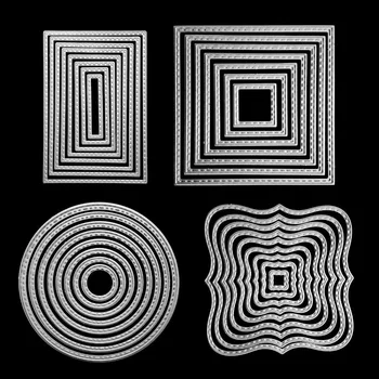 

4 Sets 4 Shapes Circle Square Rectangular Carbon Steel Embossing Cutting Dies Stencils Templates Moulds for DIY Scrapbooking