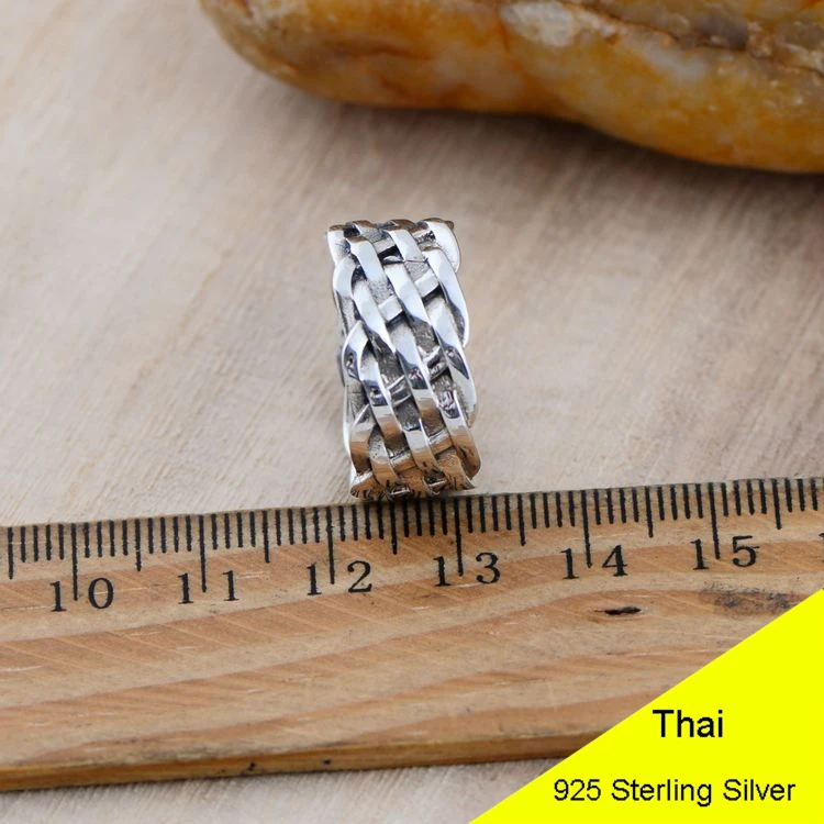 925 пробы Серебряное Ретро мужское кольцо из чистого серебра, хорошее ювелирное изделие, подарок, 1,1 см, широкий палец CH047092