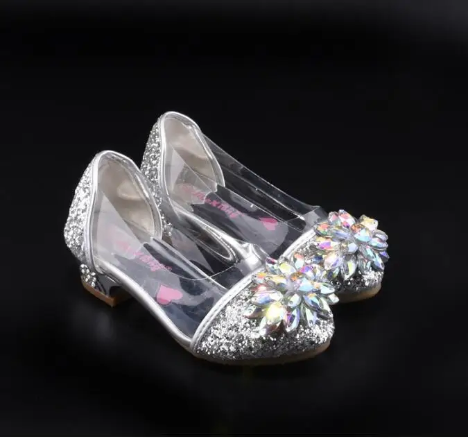 Moda cinderela cristal brilhante diamante sapatos menina