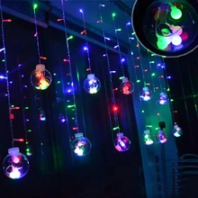 Праздничный 3 м 120 светодиодный s 12 шт. СВЕТОДИОДНЫЙ занавес с большим шаром 110 В-220 В сказочные гирлянды для украшения дома для свадебной вечеринки на Рождество