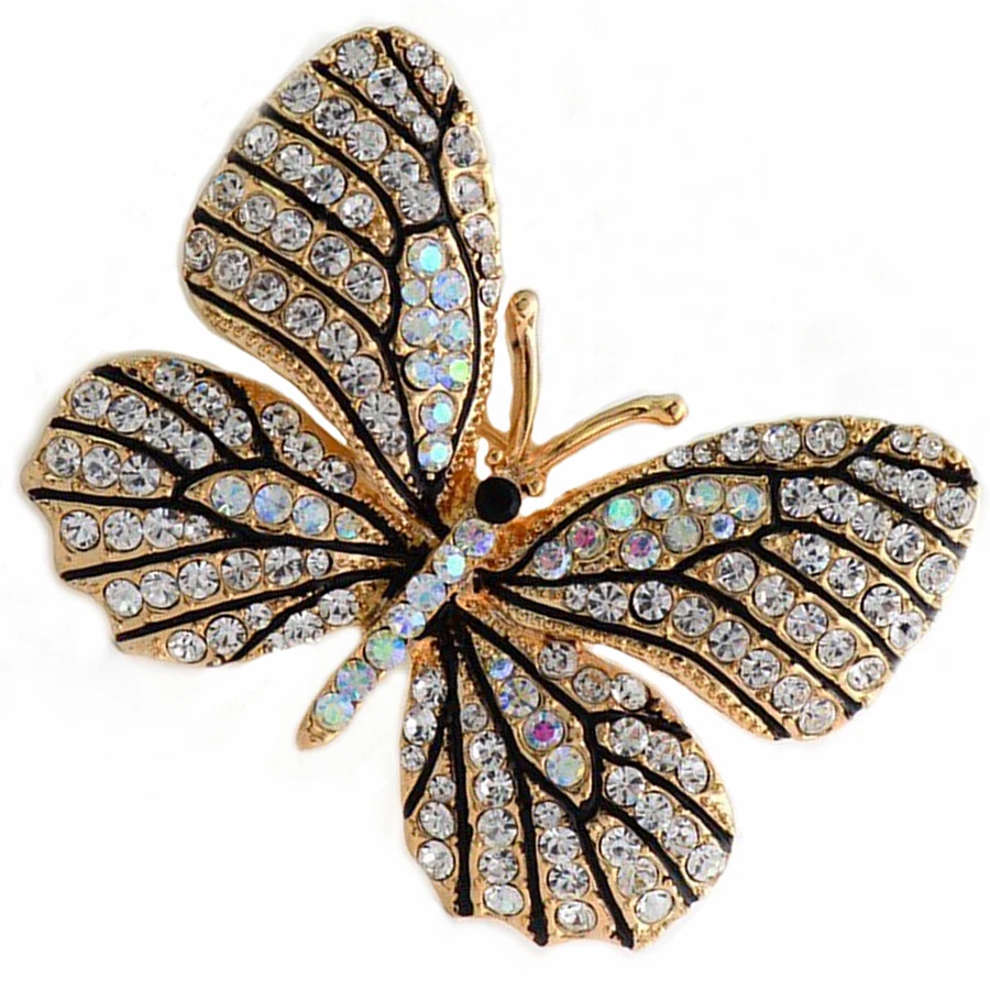 Charming Crystal Scarf Collar Pins Brooch Rhinestone Chic Butterfly
