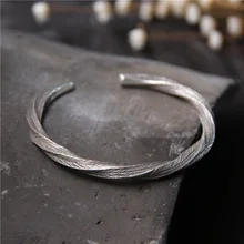 S925 стерлингового серебра Ретро тайский серебряный браслет ручной работы Для мужчин и Для женщин Личность Винтаж Стиль витой открытые