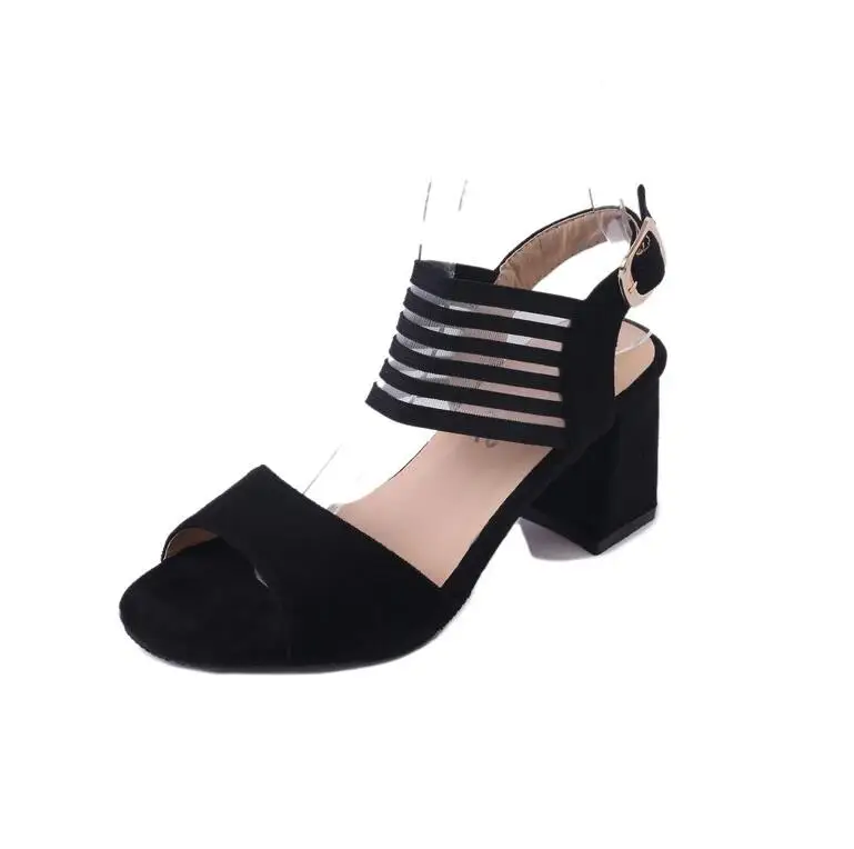 Летняя женская обувь, сандалии, женские сандалии с открытым носком, женская обувь на высоком каблуке, женские туфли-лодочки на квадратном каблуке, модельные сандалии mujer* 072 - Цвет: Black