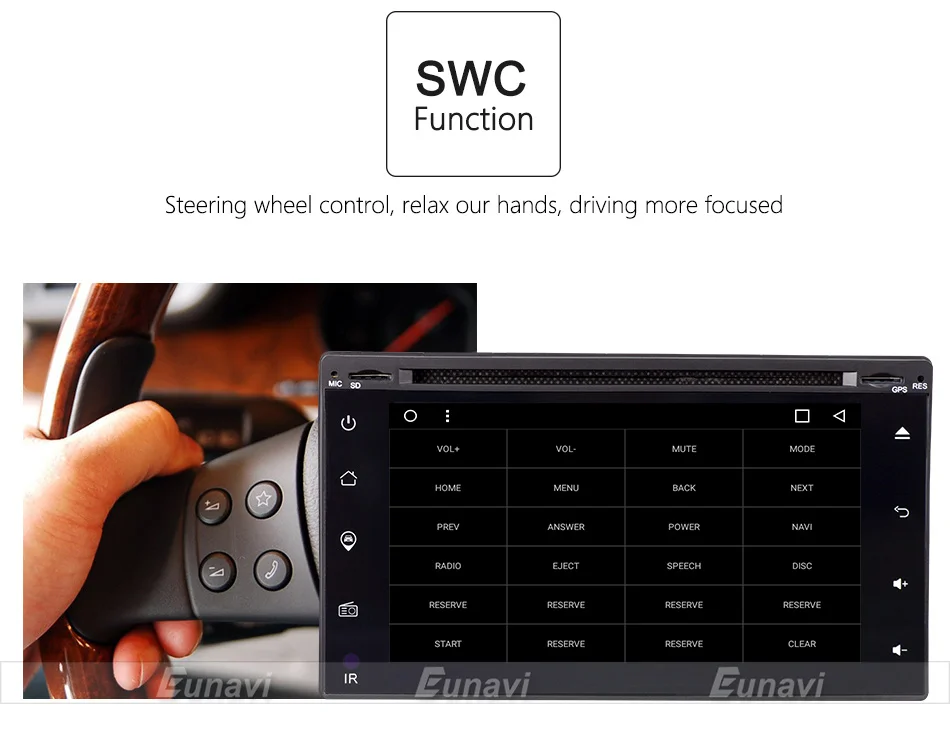 Perfect Eunavi 2 Din Android 8.1 TDA7851 Universal Car DVD Radio Multimedia Player Video Stereo GPS Navigation USB WIFI free camera BT 8