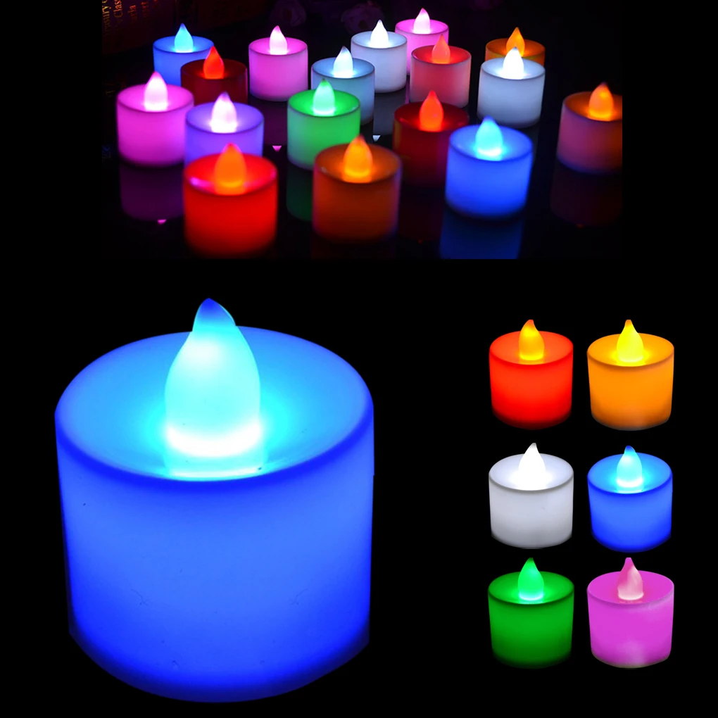 

2pcs Creative LED Candle Multicolor Lamp Simulation Color Flame Tea Light Home Wedding Birthday Party Decoration Candle