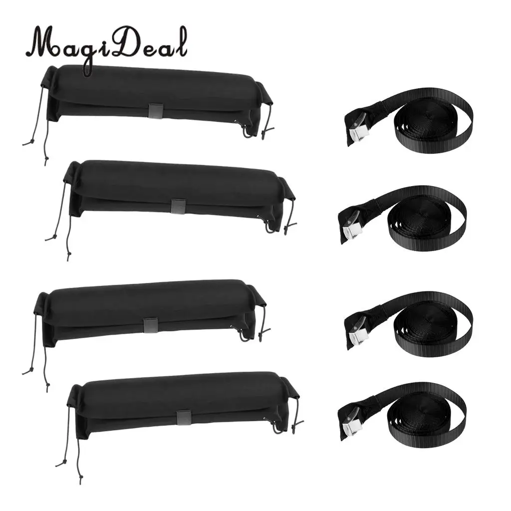 

MagiDeal 4Pcs Heavy Duty Car Roof Cross Bars Rack Pads & 4 Tie Down Strap for Kayak SUP Surf Paddle Board Dinghy Yacht Accessory