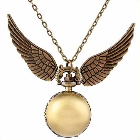 

Retro Bronze Harry Potter Ball Wings Antique Vintage Quartz Pocket Watch Analog Pendant Necklace Mens Womens Gifts Fob Watches