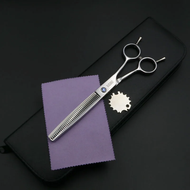 Черный рыцарь 7 дюймов профессиональные ножницы для волос для домашних животных Парикмахерские ножницы для ухода за собакой филировочные ножницы - Цвет: 1 set add case