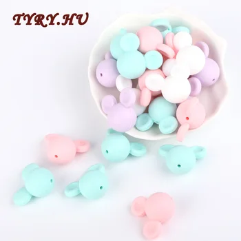 

5pc Cute Mickey Mouse Head Silicone Beads Food Grade Material for DIY Baby Teething Necklace Accessories Pendant Toys
