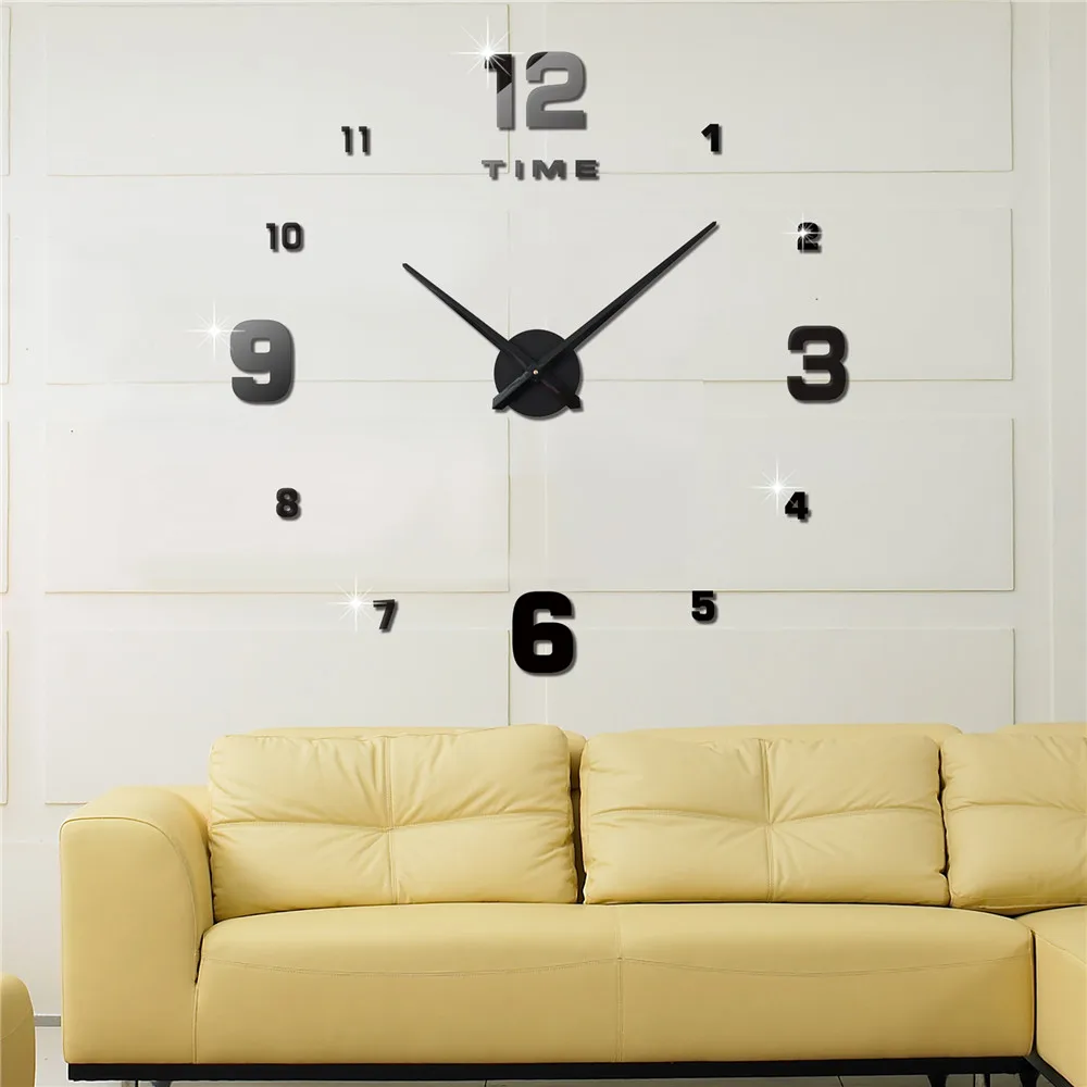 

M.Sparkling 3d Real Big Wall Clock Rushed Mirror Wall Sticker 47 Inch Living Room Home Decor Fashion Watches Quartz Wall Clock