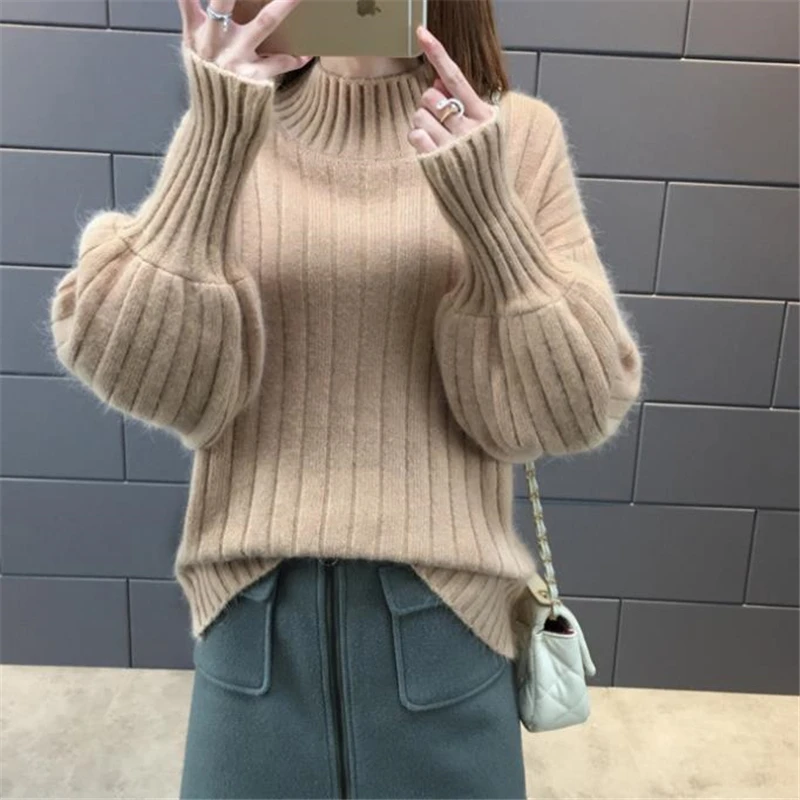 

Spring Loose Sweaters Female Autumn Hedging Thick Sweater Woman Warm Lantern Sleeve Oversize Pullovers Lady Winter Pull Tricots
