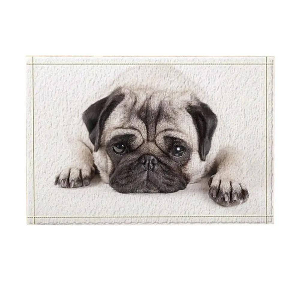 

Cute Animals Decor, Sadly Pug Puppy Dog Lying Down Bath Rugs, Non-Slip Doormat Floor Entryways Indoor Front Door Mat
