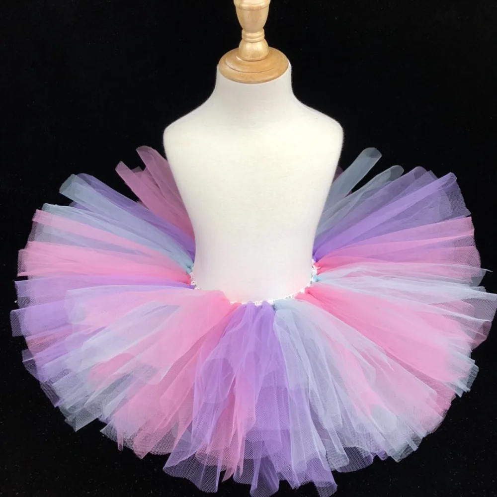 Colorful Girls Pastel Tutu Skirts Baby 3Layer Tulle Ballet Tutu Dance Pettiskirts Underskirts