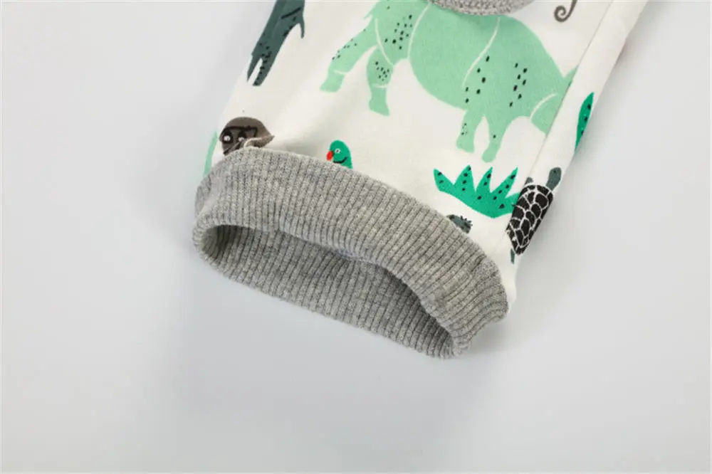 Хлопковые брюки для мальчиков с рисунком животных Littlemandy брендовые Детские