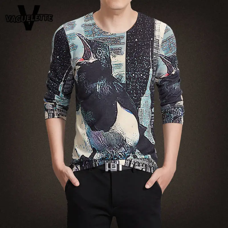 Novelty Tee Shirt Men Knitted Long Sleeve O Neck Mens Designer Clothes