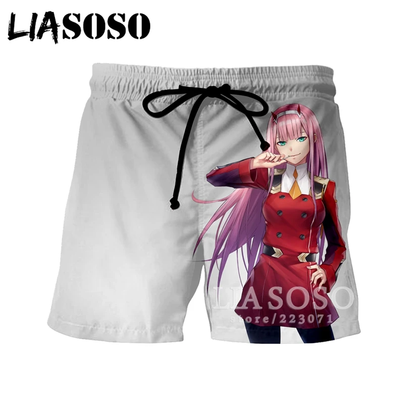 3 LIASOSO новые летние Для мужчин Для женщин шорты 3D принт аниме Darling в Franxx пляжные Фитнес шорты милый Повседневное свободные шорты A103-23 - Цвет: 3