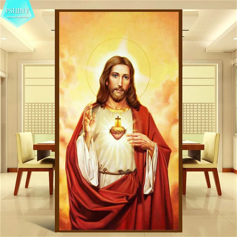 

PSHINY 5D DIY Diamond embroidery God loves people christian picture full mosaic Square rhinestone diamond painting cross stich