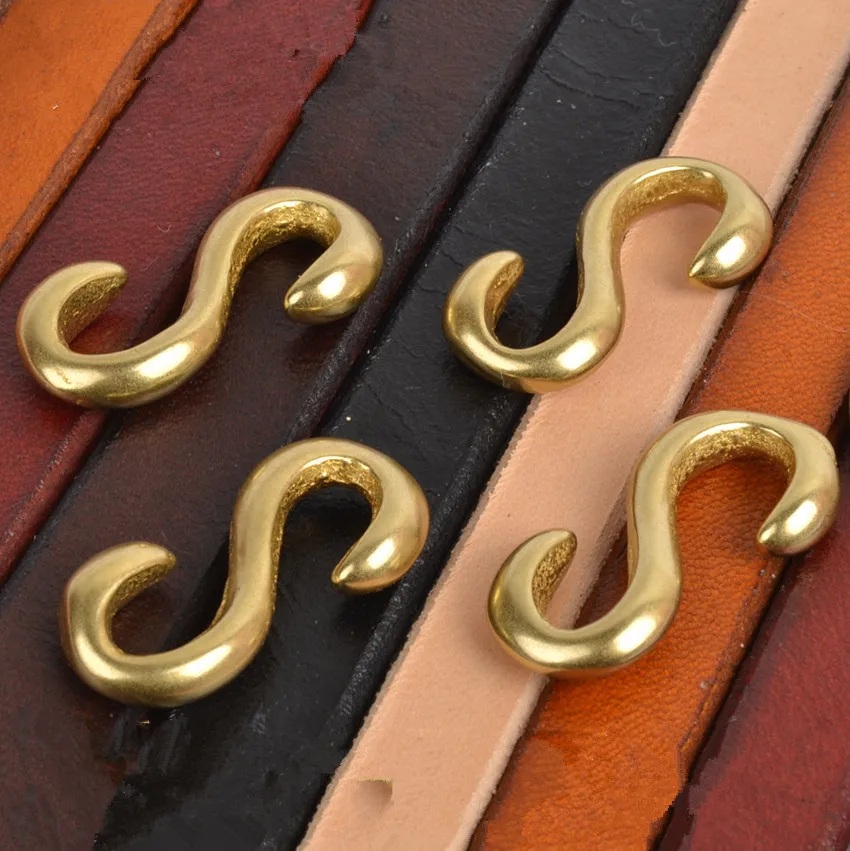 5pcs pure solid brass S shape hook for leather belt bracelet chain bag