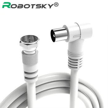 

Robotsky TV Satellite Antenna Cable 9.5mm 90Degrees Male to F type Male Coaxial TV Satellite AV cable for HDTV Set top box