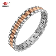 Moocare мужской браслет на запястье, розовое золото, серебро, голограмма, магнитные браслеты из нержавеющей стали, браслеты на цепочке для женщин и мужчин