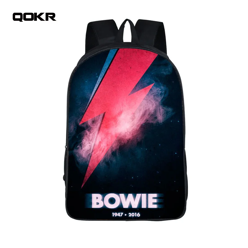David Bowie Backpack Women Men Rock Band The Beatles / Queen Backpacks For Teenagers Boys Girls