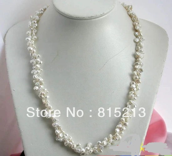 

ddh00715 2ROW 22" WHITE BAROQUE KESHI REBORN PEARL NECKLACE