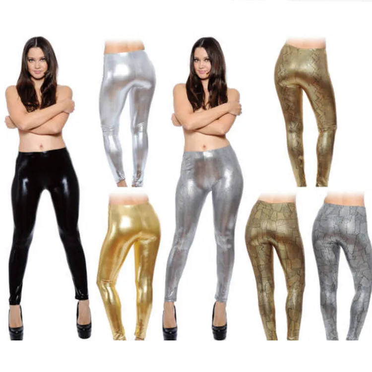 Leggings de couro elástico básico do estilo