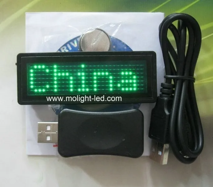 Green Scrolling Marquee LED Name Badge With USB Cable & Software