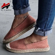 NAN JIU MOUNTAIN/ весенне-Осенняя обувь, женские лоферы, соломенные заклепки, повседневная обувь на плоской подошве, женская обувь, большие размеры 36-43