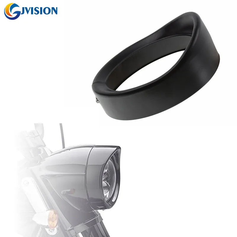 Black 7 INCH Visor Style headlamp headlight Trim Ring for Harley
