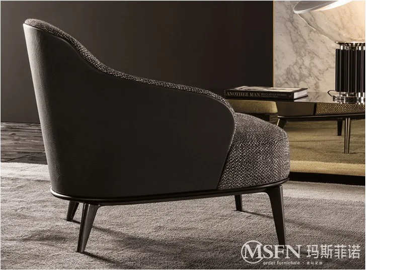 Кресло для отдыха с дизайном Нью-Йорк/обивка из ткани и внешний вид из искусственной кожи/пуфик продается отдельно