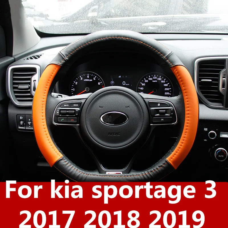 

For kia sportage 3 2017 2018 2019 car Leather steering wheel cover Leather hand-stitched steering wheel cover car Accessories