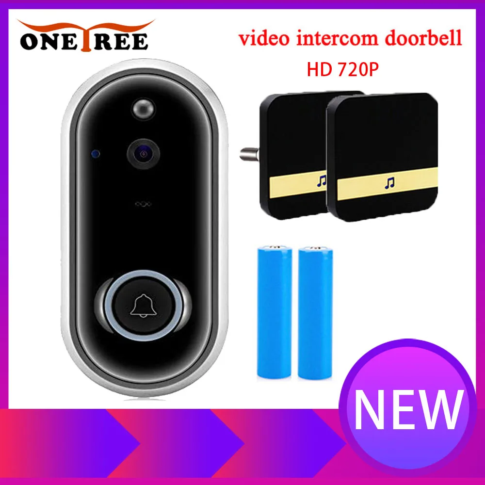 

Onetree 720P Wireless IP Door bell Camera PIR Video Door Phone Battery Doorphone Intercom Security Wifi Doorbells with Chime