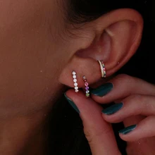 Новые цвета CZ серьги-гвоздики женские ювелирные изделия 925 пробы Matel ушные проволочные альпинистские серьги с разноцветными радужными фианитами