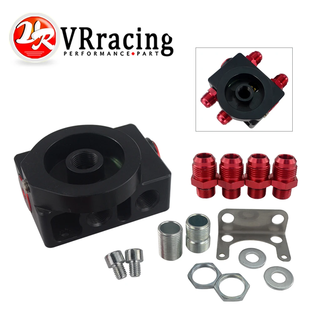 

VR RACING - Oil Filter Sandwich Adaptor With Oil filter remote block with thermostat 1xAN8 4xAN10 VR5675BK