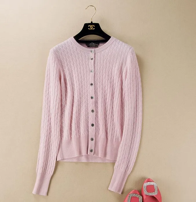 Осенний Модный женский кардиган с круглым вырезом, длинный рукав, вязаный кардиган, пончо летучая мышь, шерстяной свитер, вязаные куртки - Цвет: Розовый