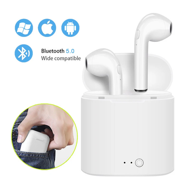 

i7s TWS Mini Wireless Bluetooth Earphone Stereo Earbud Headset With Charging Box Mic For Iphone Xiaomi All Smart Phone