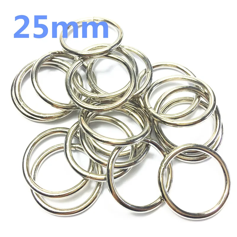 10- 25mm silver Non Welded Metal O Ring Nickel&Black Nickel Plated Backpack Collar Harness Rings Bag Parts Accessories