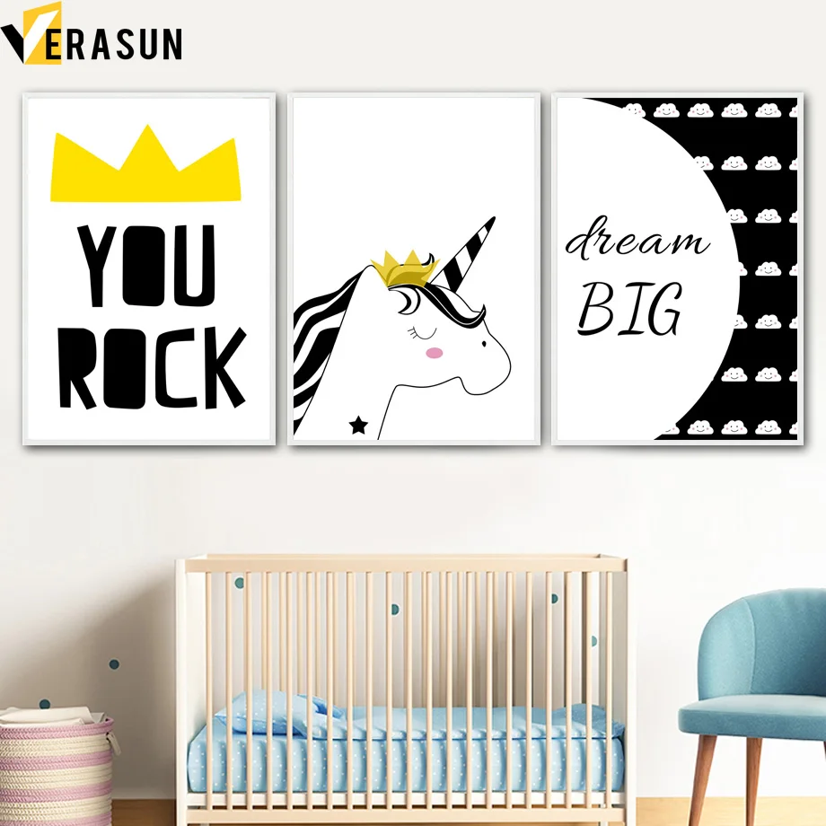

Cartoon Unicorn Cloud Quote Wall Art Canvas Painting Posters And Prints Nordic Poster Canvas Art Wall Pictures Kids Room Decor