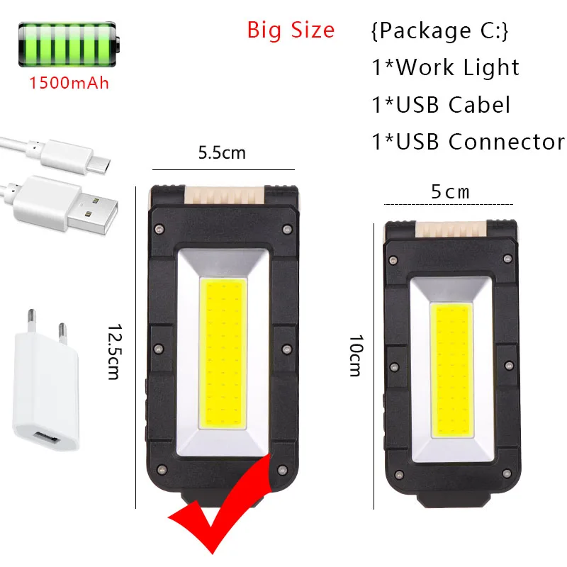 USB перезаряжаемая Рабочая лампа портативный светодиодный фонарик 180 градусов Регулировка снизу с магнитным подходит для кемпинга на открытом воздухе - Испускаемый цвет: C