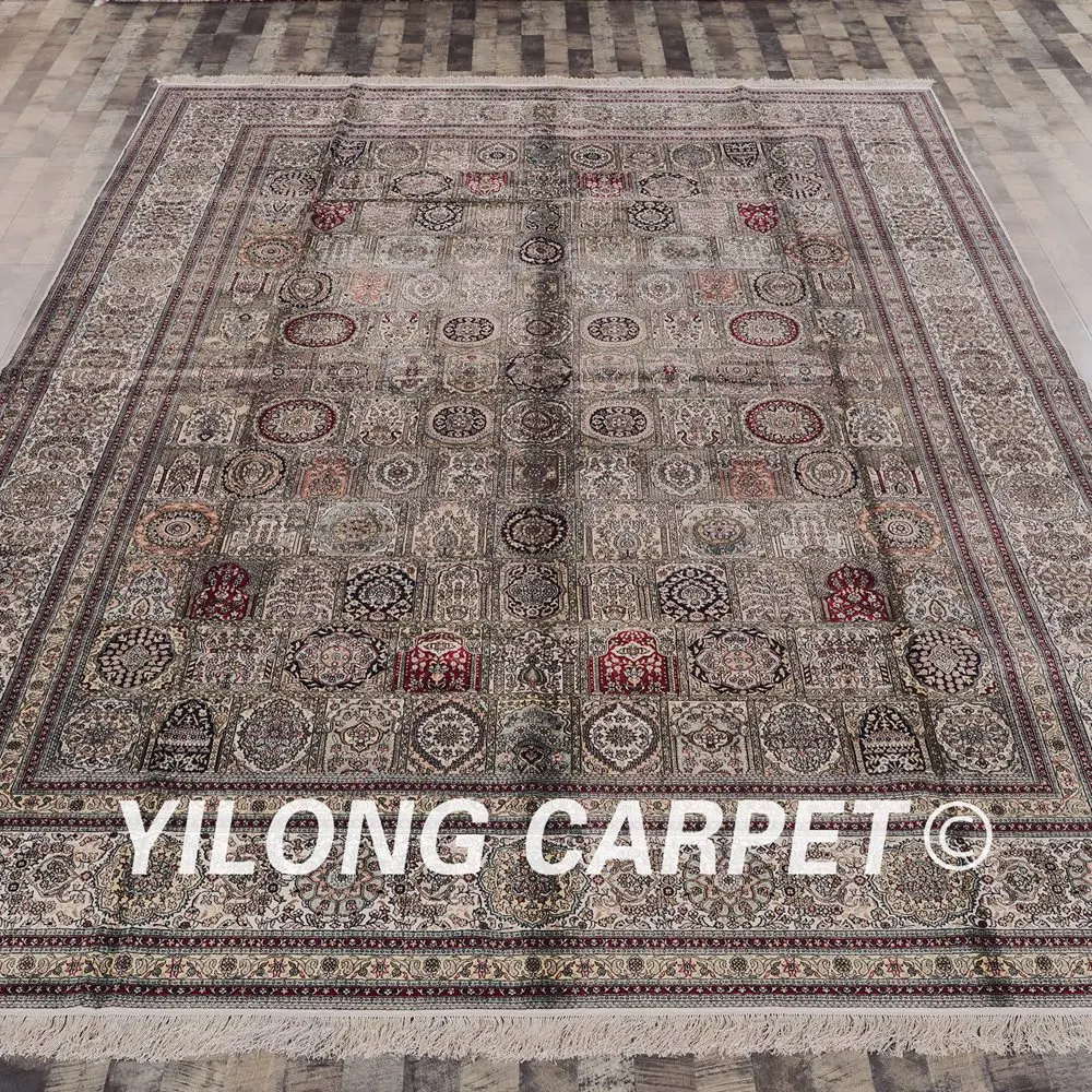 Yilong 10'x14 Тебриз шелковый ковер большой античная four seasons персидский шелковый ковер (pwp555a10x14)