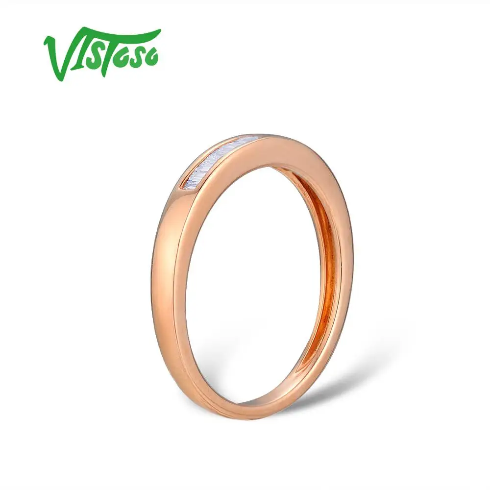 VISTOSO, золотые кольца для женщин, настоящее кольцо из розового золота 14 к 585 пробы, сверкающие бриллианты, гламурные обручальные круглые кольца, хорошее ювелирное изделие