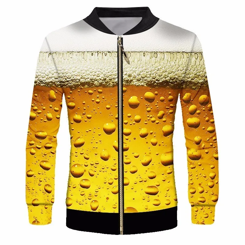 OGKB мужские повседневные куртки на молнии, новинка, крутая куртка с 3d принтом свежего пива, пальто унисекс, мужские хип-хоп главных улиц, верхняя одежда, кардиган 6XL
